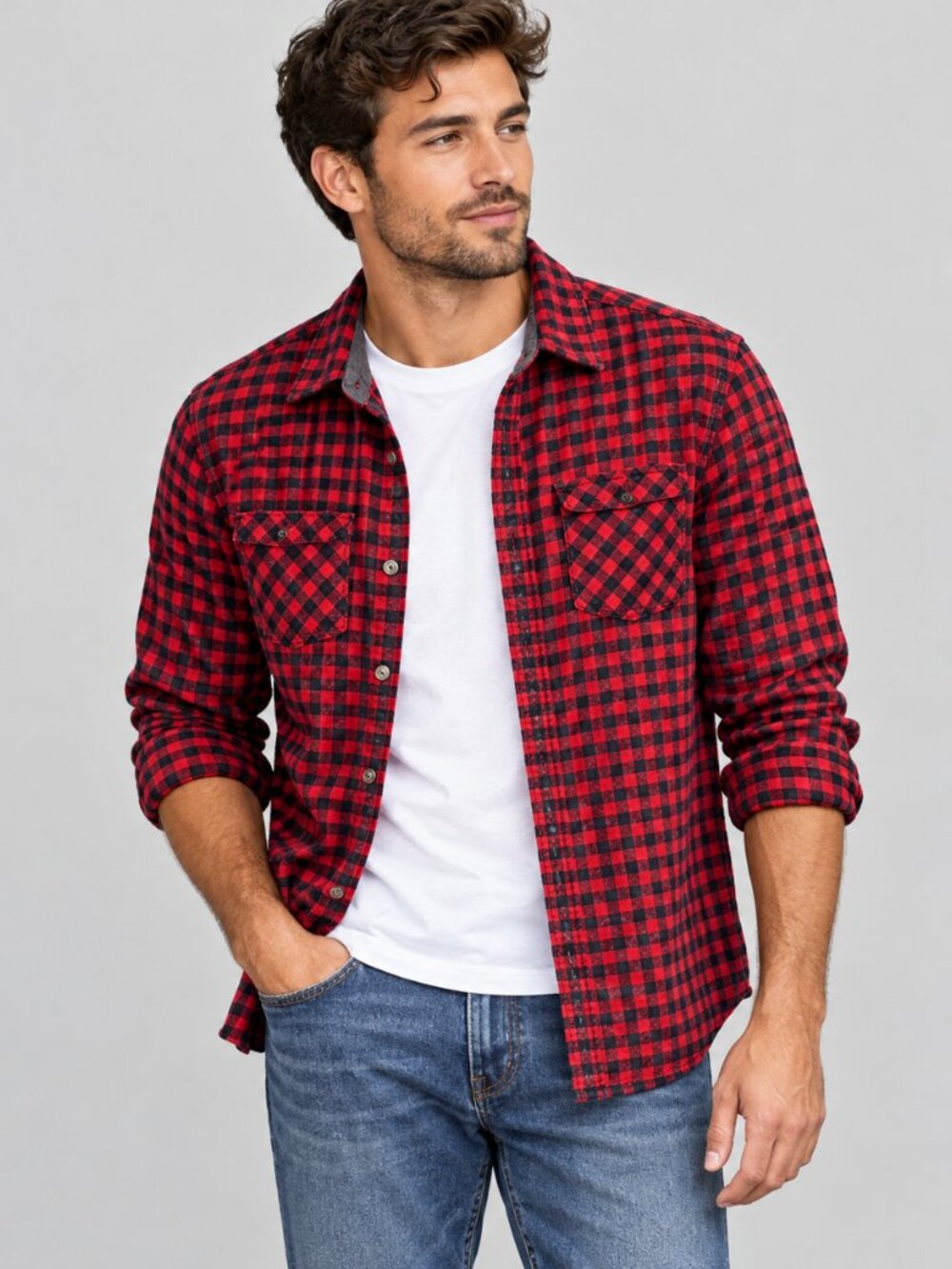 Legendary Whitetails Buffalo Plaid Flannel Shirt Mens Red Black Cozy Fall Size M